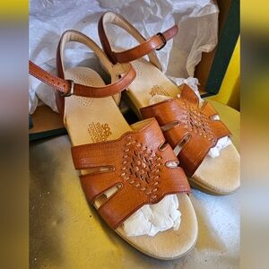 SAS Huarache Tan Leather Ankle Strap Orthotics Comfort Sandals Women’s 81/2